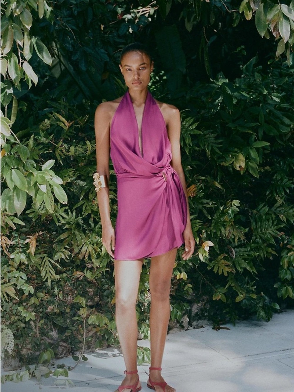 Zara Magenta Halter Wrap Mini Dress